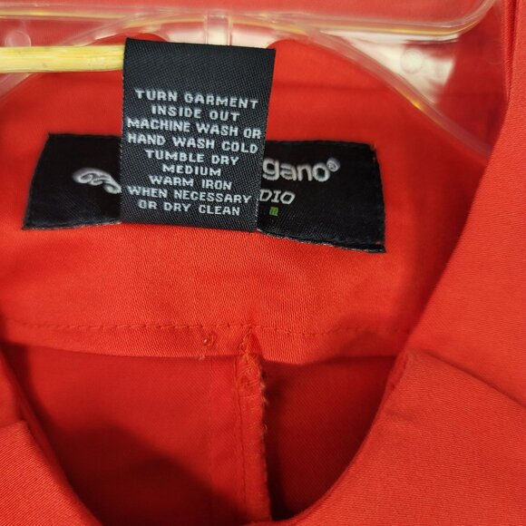 Vintage 90s Sharagano Blouse Jacket L Button Pleated Pockets Red Deadstock NEW - Picture 8 of 10